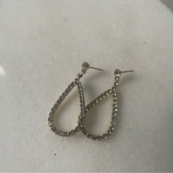 Pave rhinestone drop / dangle statement earrings - Picture 3 of 3